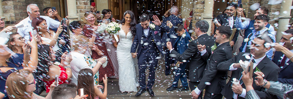 Confetti during a wedding at Panagia Church